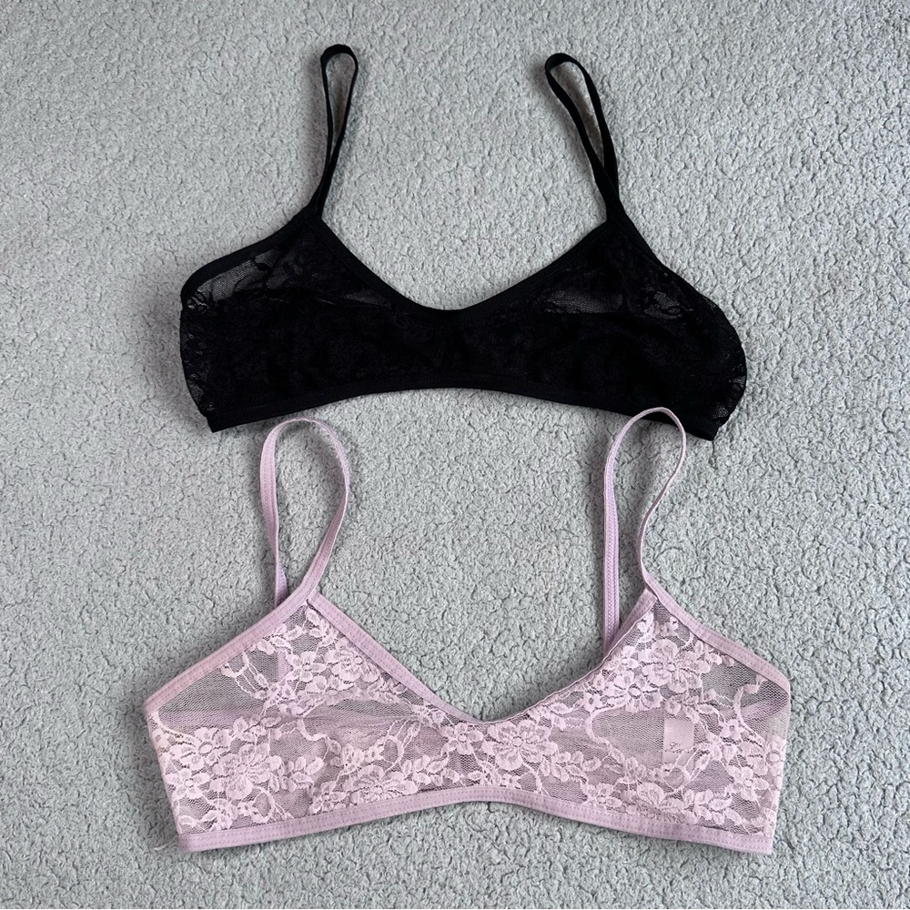 American Apparel Lace Bralettes Black and Purple Size S